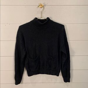 J Crew black label Women's Black mock neck Sweater with front pockets size XS
